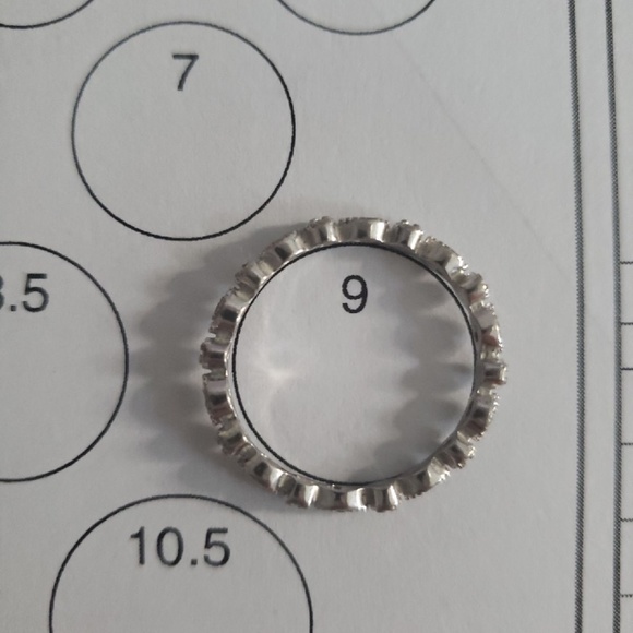 Sz 9 Sterling Silver & Diamond Thin Band Ring - Picture 6 of 6